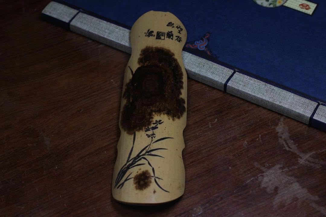 003古琴 茶則 茶量 七絃琴 蘭　文人斑竹 竹彫刻 茶合 茶道具 煎茶 中国茶 003古琴 茶則 茶量 七絃琴 蘭 文人斑竹 竹彫刻 茶合 茶道具 煎茶